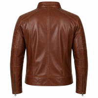 Men's Cafe Racer Leather Jacket | Brown The Stitch Fit