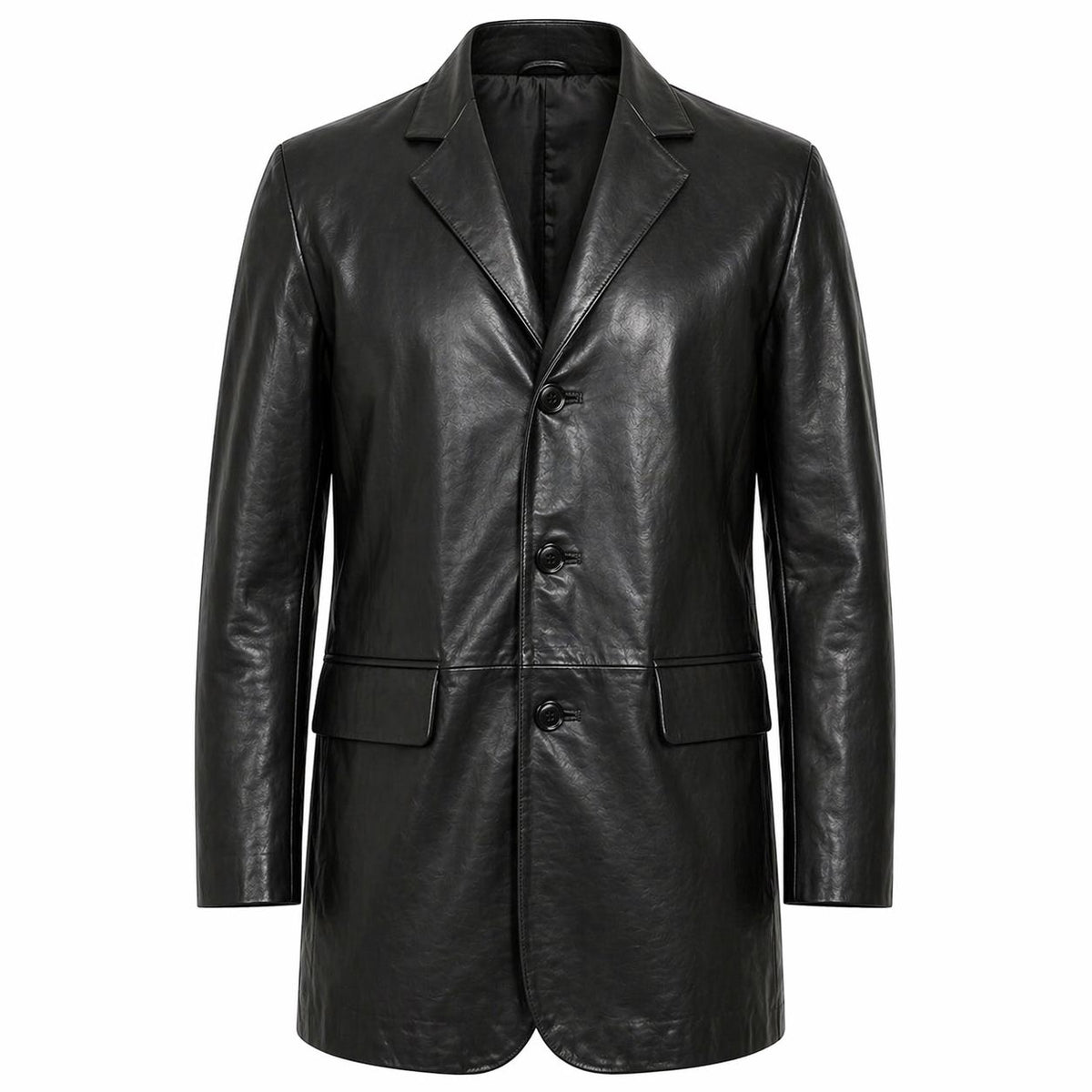Men's Genuine Leather Blazer Coat | Black The Stitch Fit