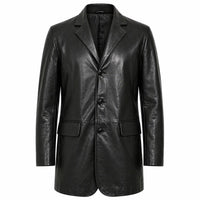 Men's Genuine Leather Blazer Coat | Black The Stitch Fit