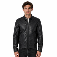 Men's Genuine Leather Bomber Jacket | Black The Stitch Fit