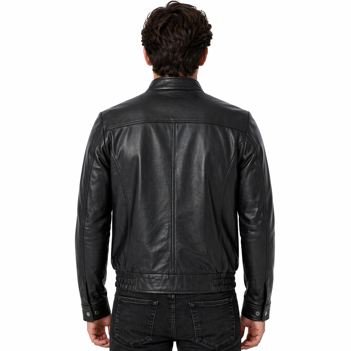 Men's Genuine Leather Bomber Jacket | Black The Stitch Fit
