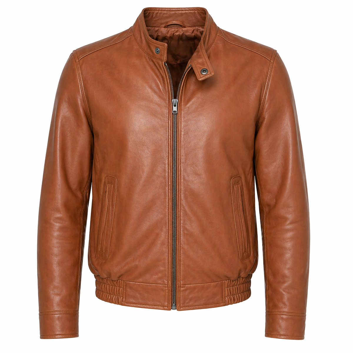 Men's Genuine Leather Bomber Jacket | Brown The Stitch Fit