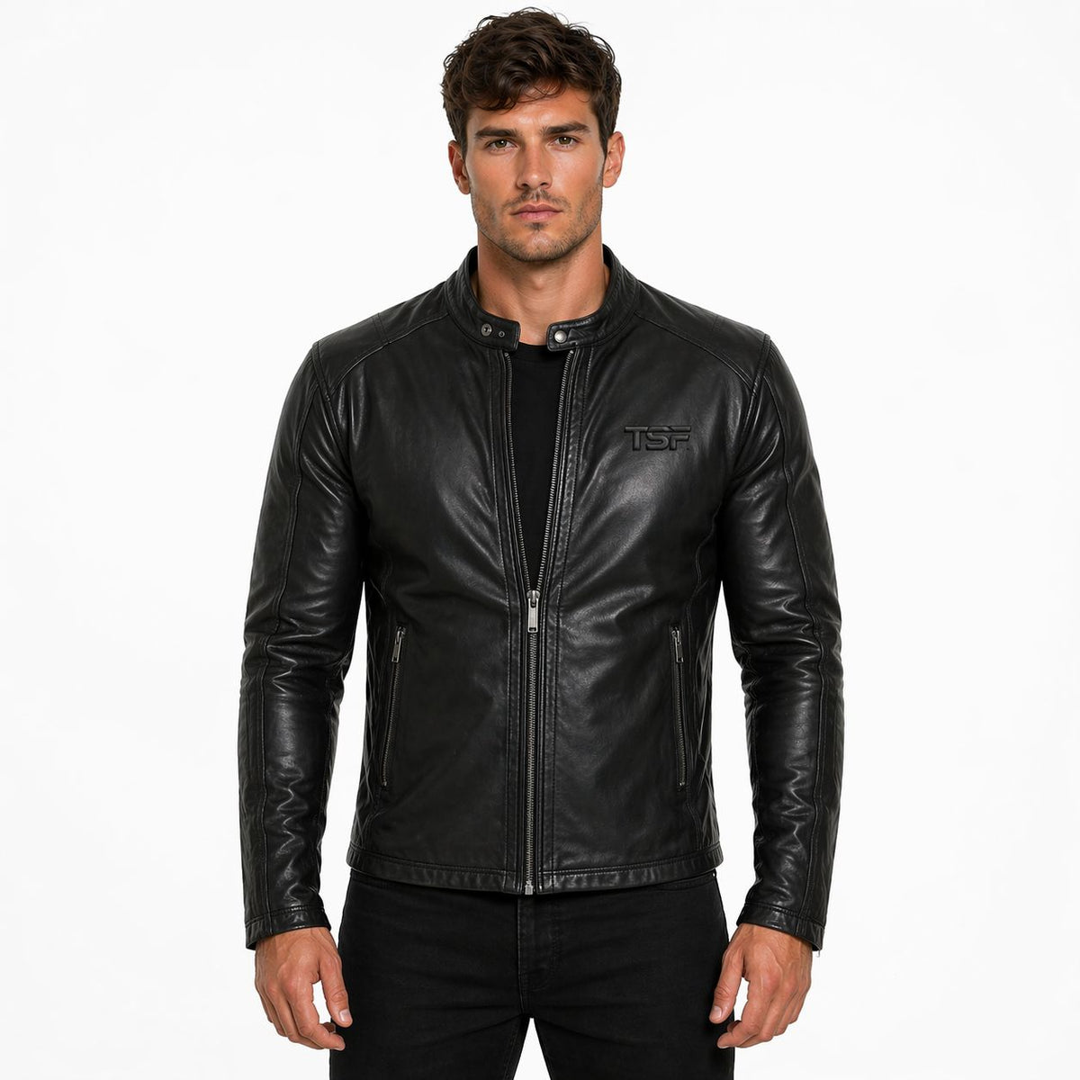 Men's Pure Leather Biker Jacket | Black The Stitch Fit