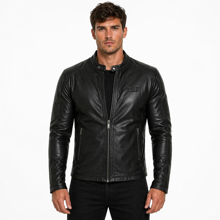 Men's Pure Leather Biker Jacket | Black The Stitch Fit