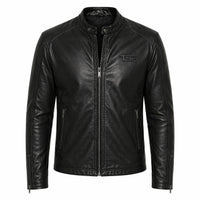Men's Pure Leather Biker Jacket | Black The Stitch Fit