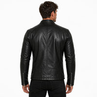 Men's Pure Leather Biker Jacket | Black The Stitch Fit