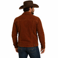 Men's Trucker Suede Leather Jacket,  X-Men 2017 Logan Wolverine 3 Hugh Jackman Style | Brown The Stitch Fit