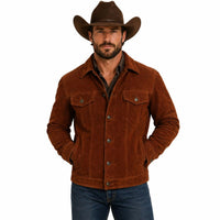 Men's Trucker Suede Leather Jacket,  X-Men 2017 Logan Wolverine 3 Hugh Jackman Style | Brown The Stitch Fit