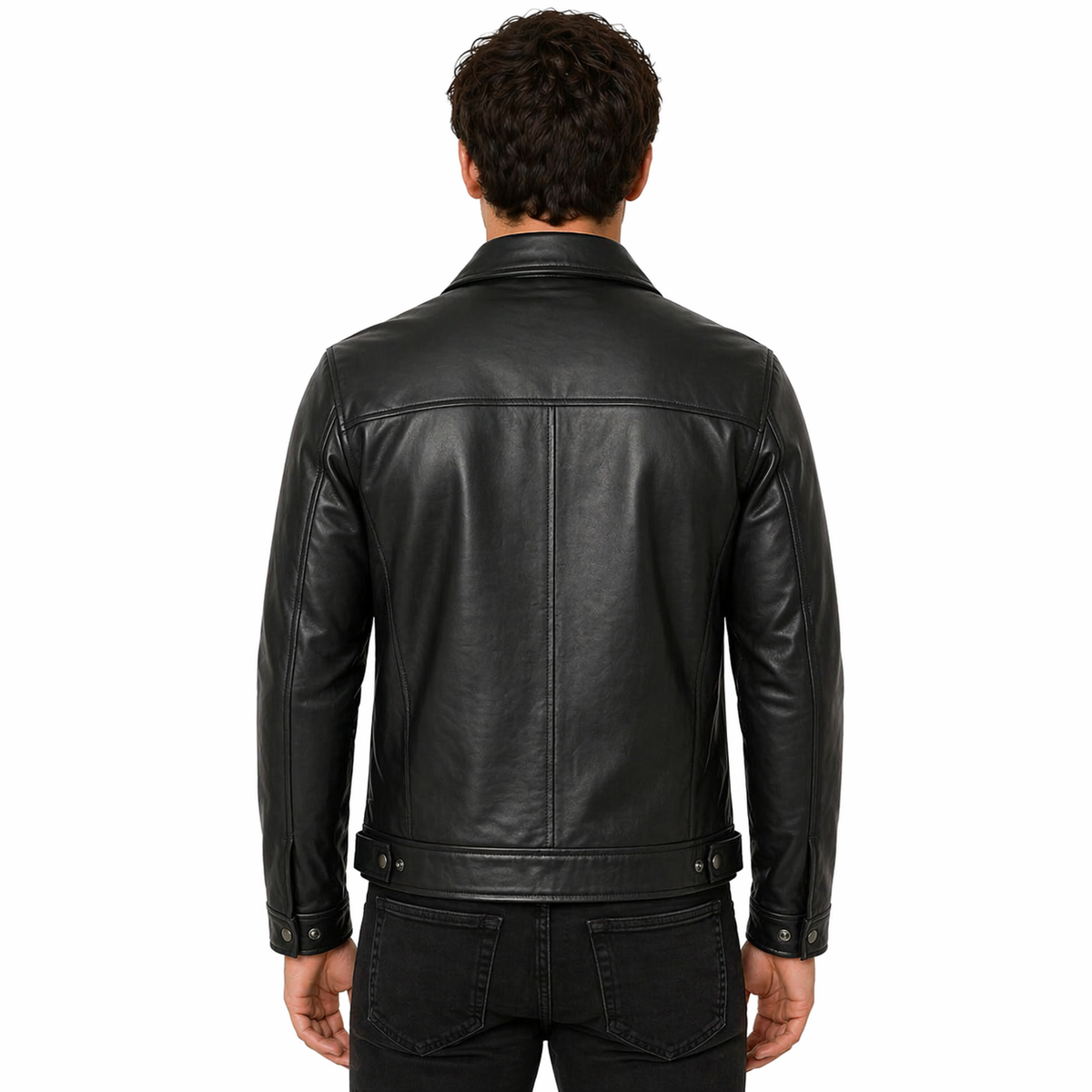 Men's Vintage Harrington Leather Jacket | Black The Stitch Fit
