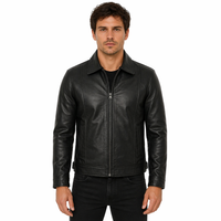 Men's Vintage Harrington Leather Jacket | Black The Stitch Fit