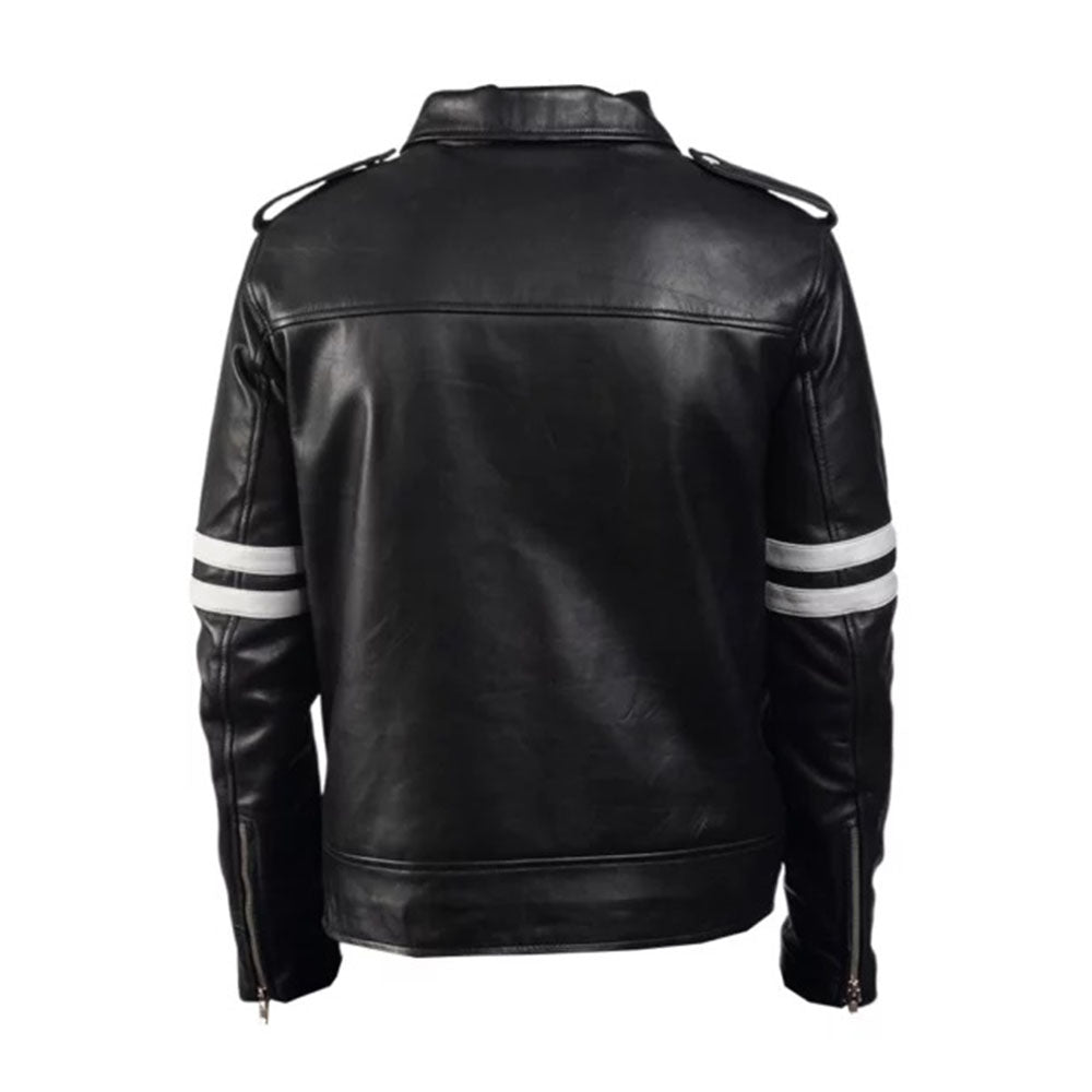 Men's Cafe Racer Leather Jacket | Black The Stitch Fit