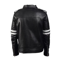 Men's Cafe Racer Leather Jacket | Black The Stitch Fit