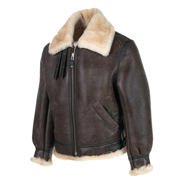 Leon Kennedy Shearling Leather Jacket – Men’s Brown Aviator Bomber Inspired by Resident Evil (RE4) The Stitch Fit