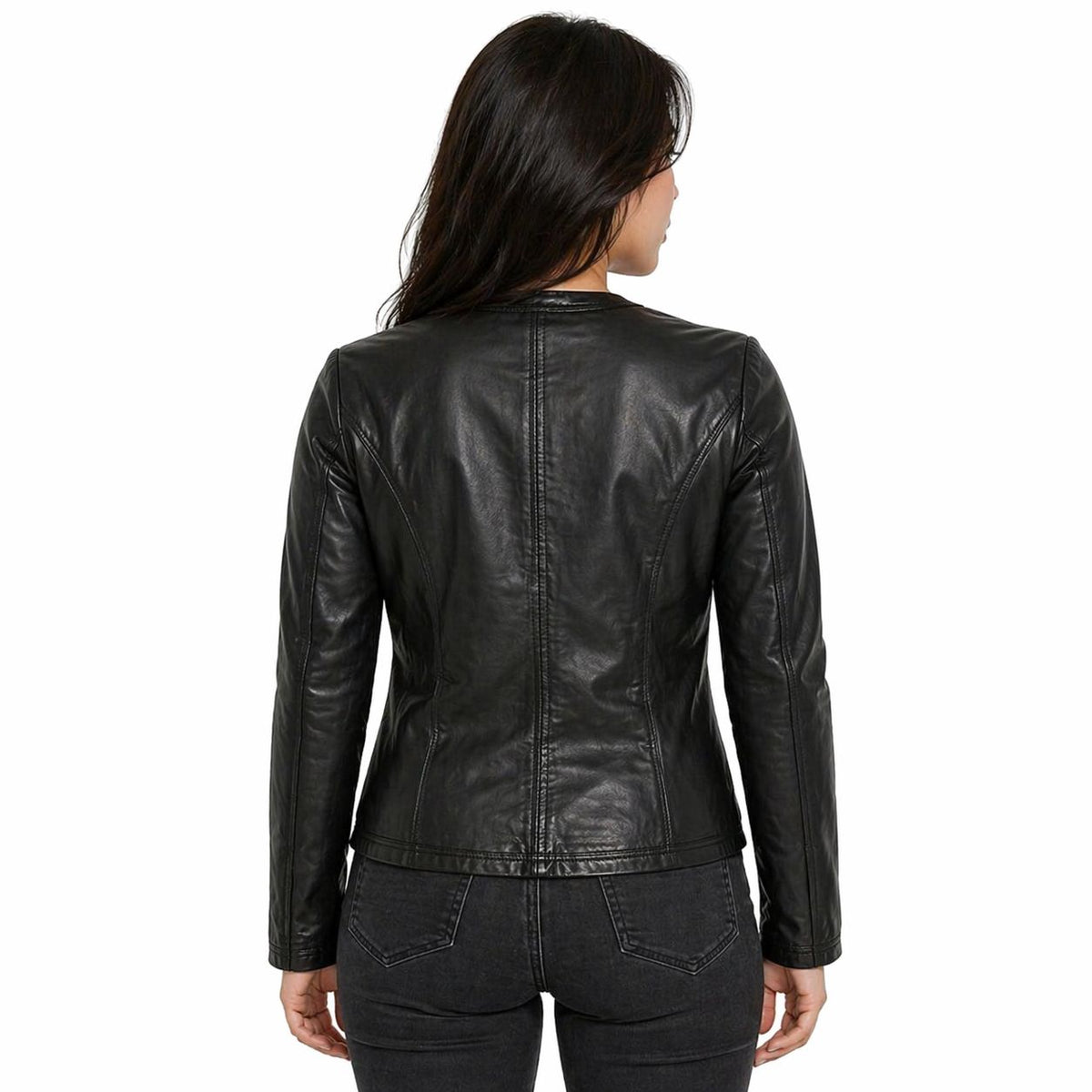 Women Motorcycle Leather Jacket | Black The Stitch Fit