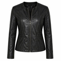 Women Motorcycle Leather Jacket | Black The Stitch Fit