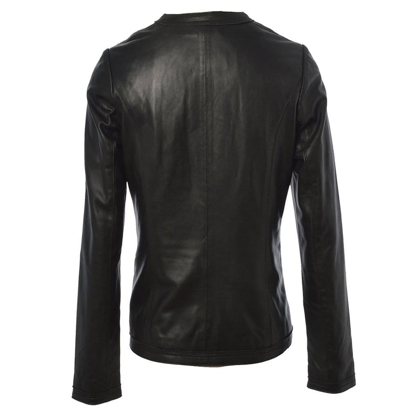 Women Motorcycle Leather Jacket | Black The Stitch Fit