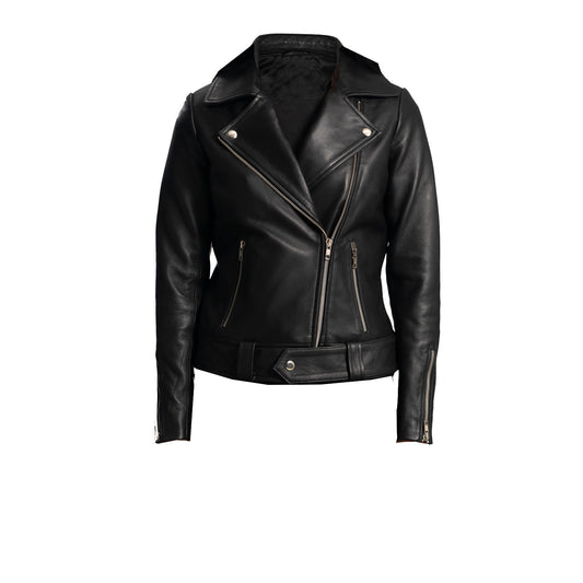 Women Asymmetrical Leather Jacket | Black