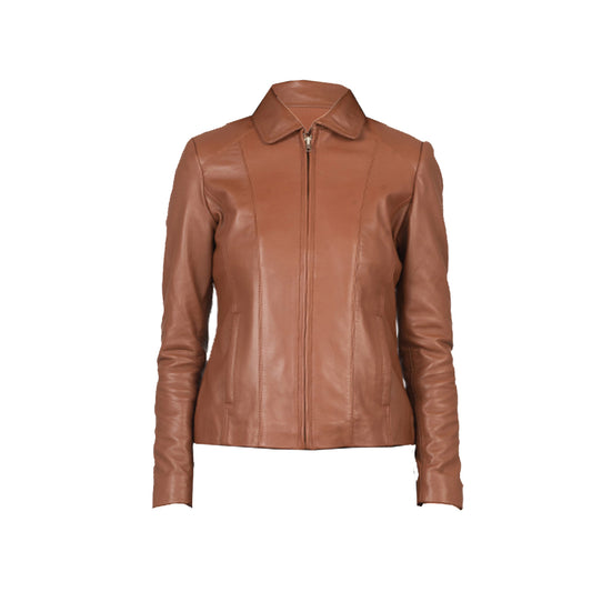 Women's Cafe Racer Leather Jacket | Brown