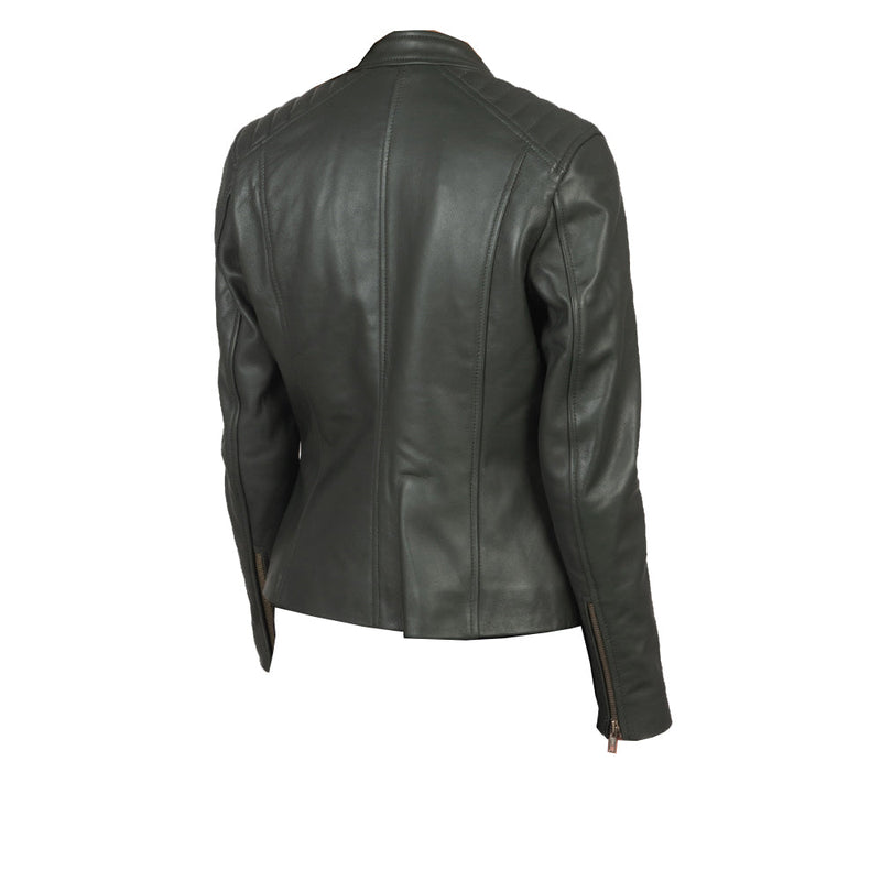 Women's Genuine Leather Jacket | Green The Stitch Fit