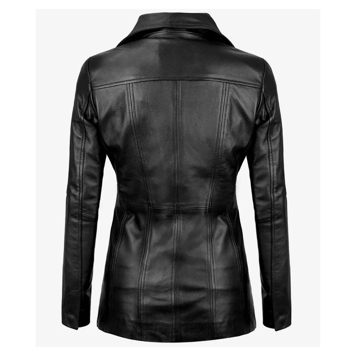 Women's 3/4 Length Genuine Leather Coat | Black The Stitch Fit