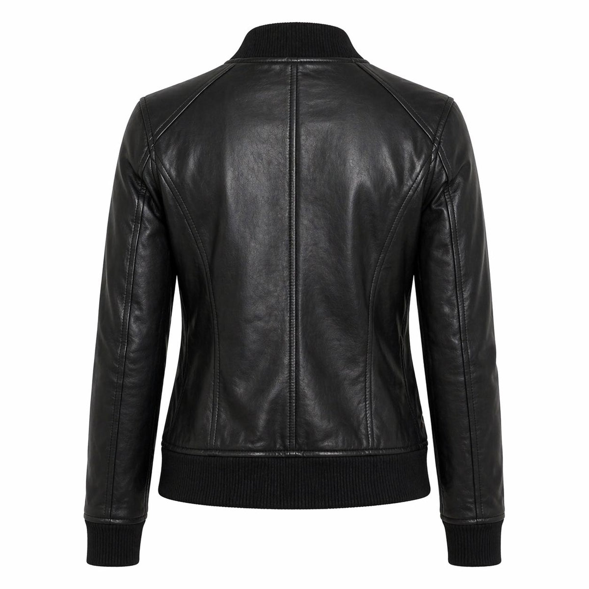 Women's Biker Bomber Leather Jacket | Black The Stitch Fit
