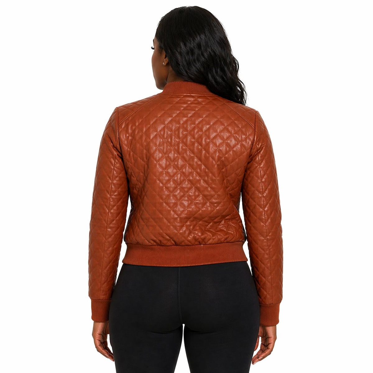 Women's Bomber Zip up Genuine Leather Jacket | Brown The Stitch Fit
