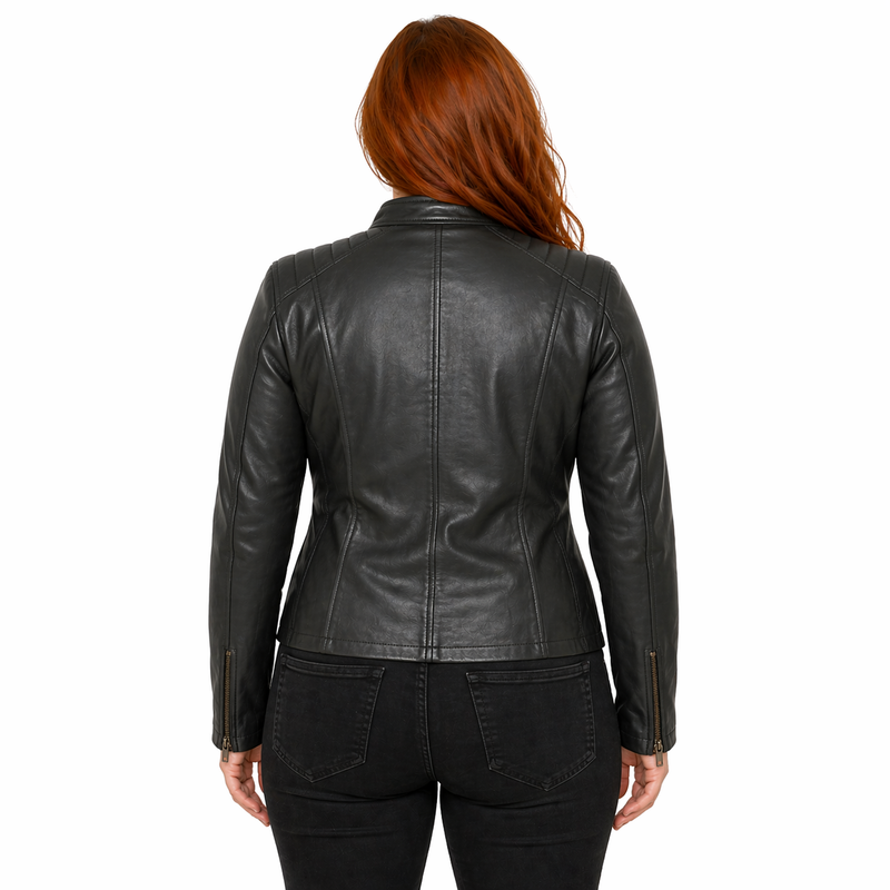 Women's Genuine Leather Jacket | Green The Stitch Fit