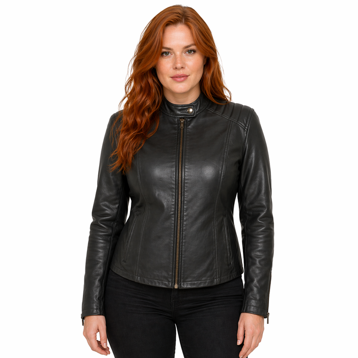 Women's Genuine Leather Jacket | Green The Stitch Fit
