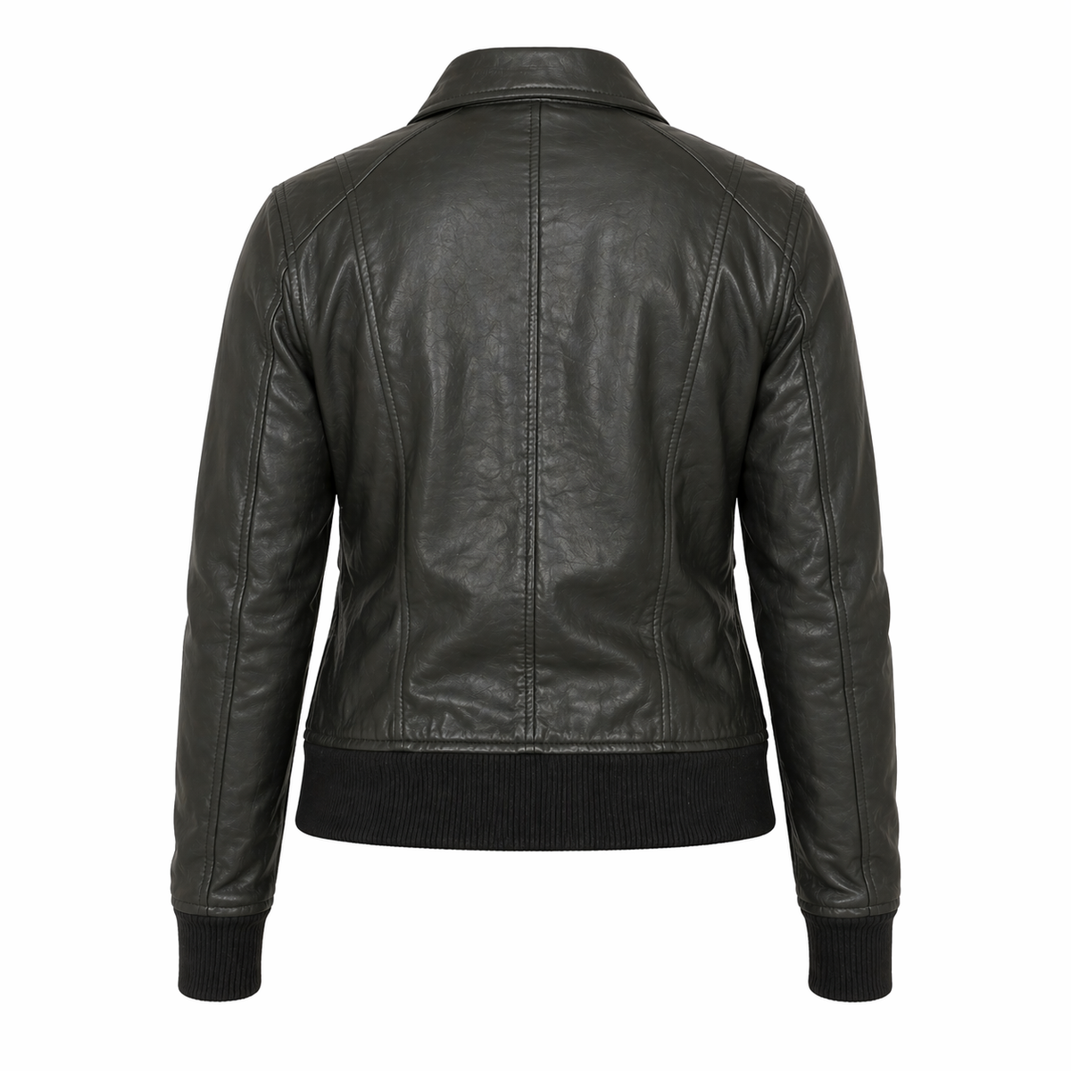 Women's Pure Bomber Leather Jacket | Green