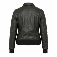Women's Pure Bomber Leather Jacket | Green