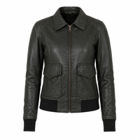 Women's Pure Bomber Leather Jacket | Green