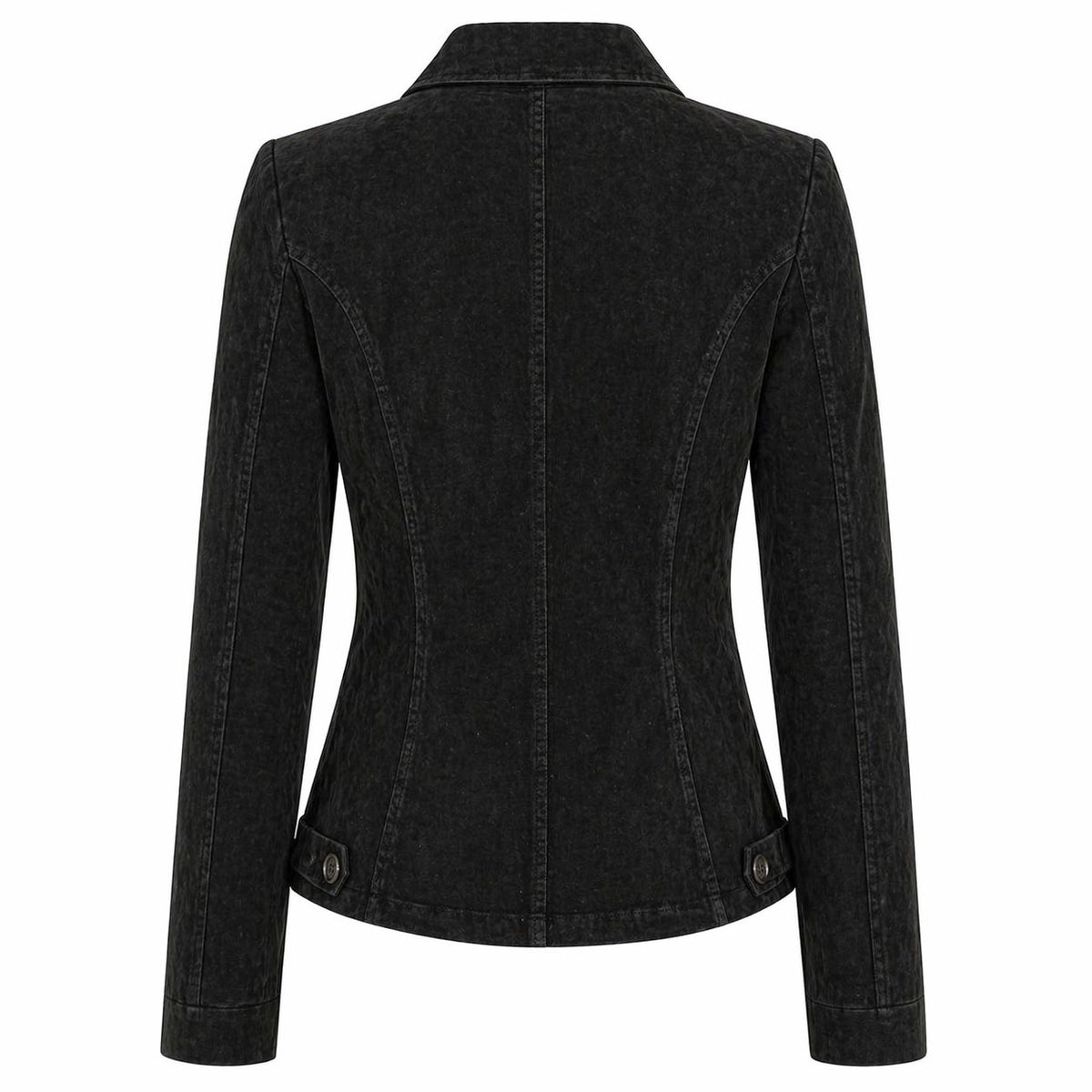 Women's Suede Leather Formal Business Double Breasted Jacket, Notched Lapel Collar | Black The Stitch Fit
