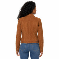 Women's Suede Vintage Jacket, Leather Biker Style | Black & Brown The Stitch Fit