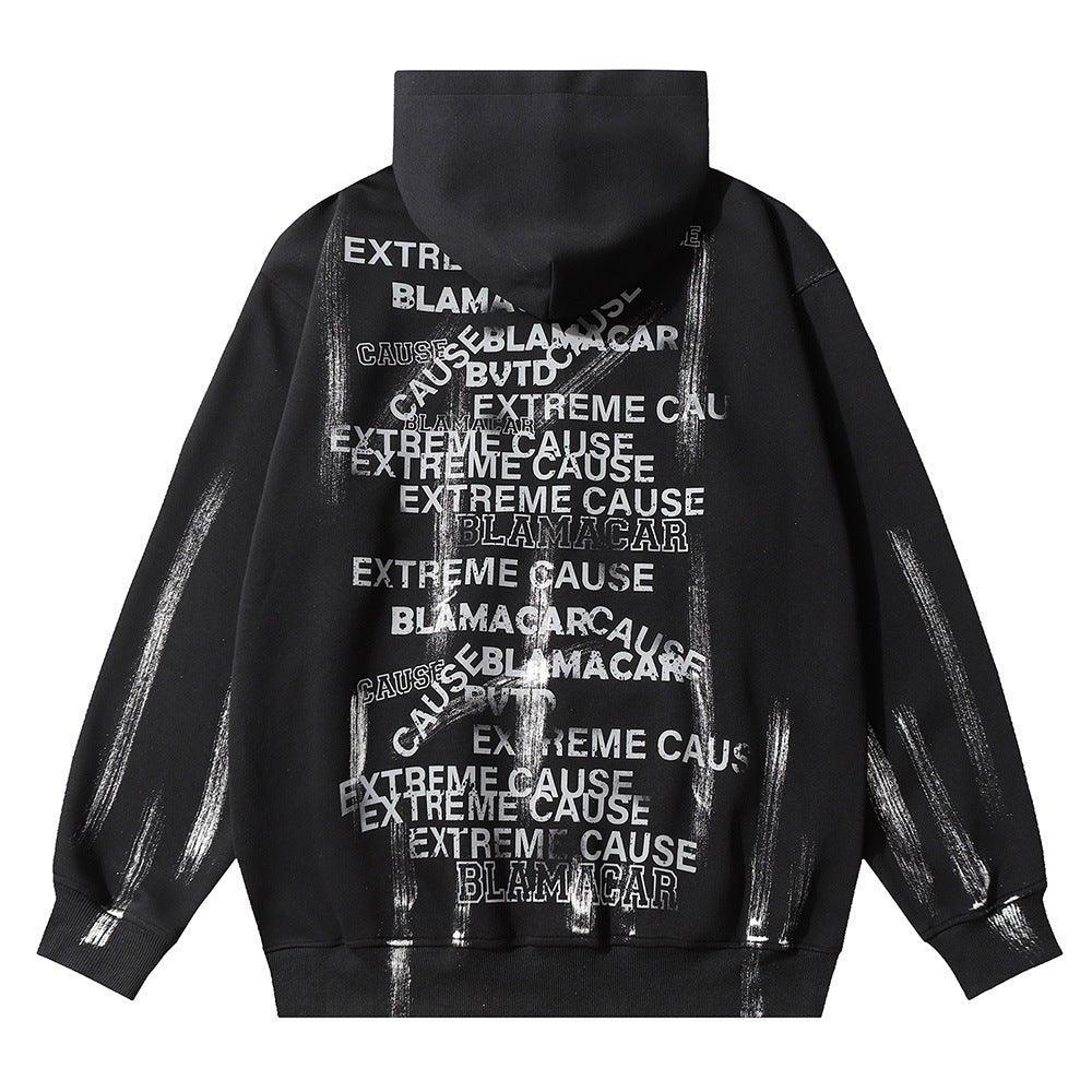 Fashion Letter Printed Graffiti Streetwear Hoodie with Bold Typography