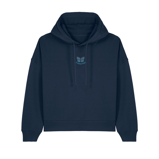 Adonis Blue Butterfly Cropped Hoodie - Butterfly - Unisex Relaxed Fit