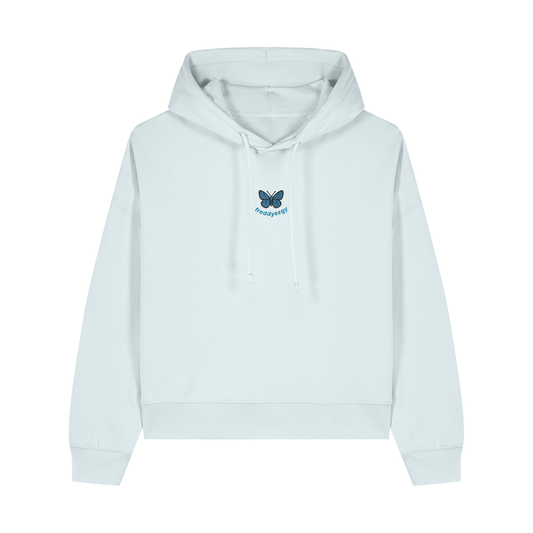 Adonis Blue Butterfly Cropped Hoodie - Butterfly - Unisex Relaxed Fit