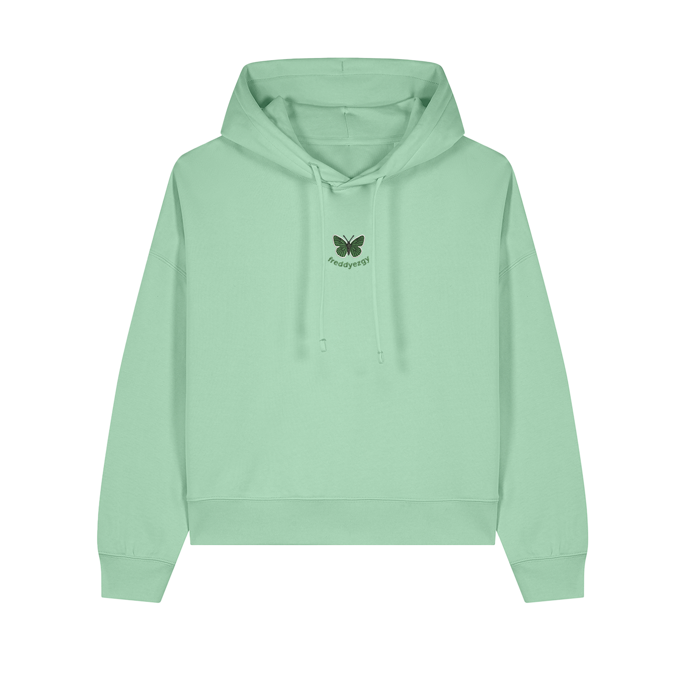 Green Hairstreak Butterfly Cropped Hoodie - Butterfly - Unisex Relaxed Fit